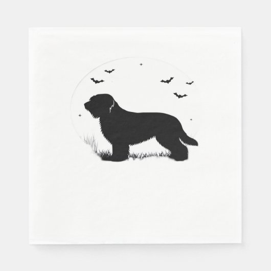Serviette En Papier Briard Chien - Halloween Lune Silhouette surdimens (Devant)