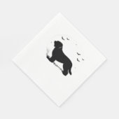 Serviette En Papier Briard Chien - Halloween Lune Silhouette surdimens (Coin)