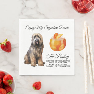 Serviette En Papier Briard Pet Cocktail Signature Boire Mariage Pet