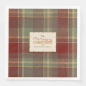 Serviette En Papier Brick rouge Tartan de Noël ID1141A (Devant)
