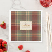 Serviette En Papier Brick rouge Tartan de Noël ID1141A (En situation)