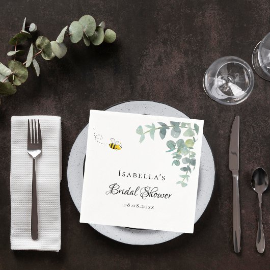 Serviette En Papier Bridal Shower bride to bee eucaluptus script