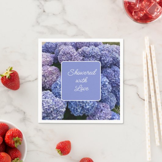 Serviette En Papier Bride, Baby shower serviettes violet, Blue Hydrang (En situation)