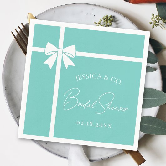 Serviette En Papier Bride & Co Elegant White Bow Ribbon Fête des marié