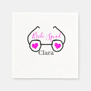Serviette En Papier Bride équipe rose googles noirs coeur bridesmaid