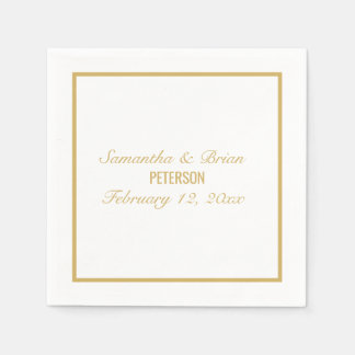Serviette En Papier Bride et Groom élégant mariage en or