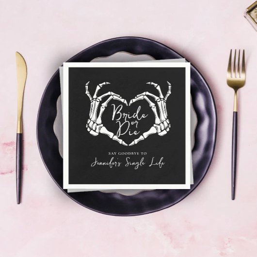 Serviette En Papier Bride or Die Skeleton Heart Bachelorette Party