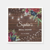 Serviette En Papier Bride Rustique Bois Bourgogne Lumières Florales (Devant)