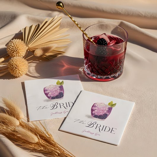 Serviette En Papier Bride Signature Cocktail Aquarelle Mariage Boisson