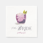 Serviette En Papier Bride Signature Cocktail Aquarelle Mariage Boisson (Devant)