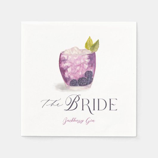 Serviette En Papier Bride Signature Cocktail Aquarelle Mariage Boisson (Devant)
