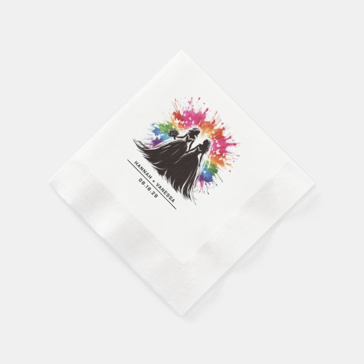 Serviette En Papier Brides Rainbow Burst Mariage (Coin)