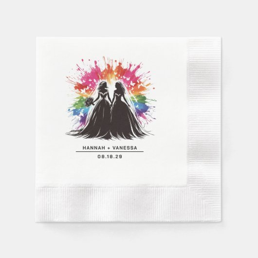 Serviette En Papier Brides Rainbow Burst Mariage (Devant)