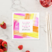 Serviette En Papier Bright art abstrait rose jaune pêche mariage (En situation)