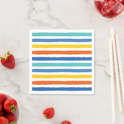 Serviette En Papier Bright Beach Striped Motif (En situation)