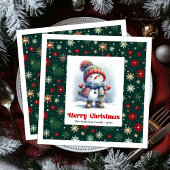 Serviette En Papier Bright cartoon snowman with snowflakes kids napkin