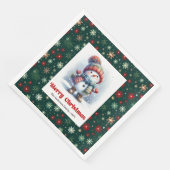 Serviette En Papier Bright cartoon snowman with snowflakes kids napkin (Coin)