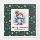 Serviette En Papier Bright cartoon snowman with snowflakes kids napkin (Devant)