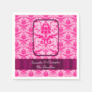 Serviette En Papier Bright coloré mariage rose damask motif