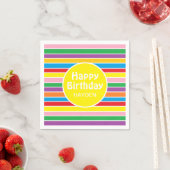 Serviette En Papier Bright Colorful Rainbow Striped Custom Birthday (En situation)