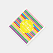 Serviette En Papier Bright Colorful Rainbow Striped Custom Birthday (Coin)