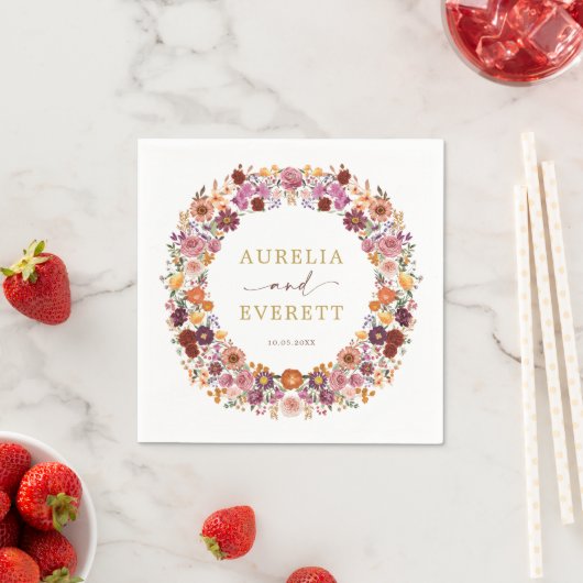 Serviette En Papier Bright Fall Fleur sauvage Garden Mariage de couron (En situation)