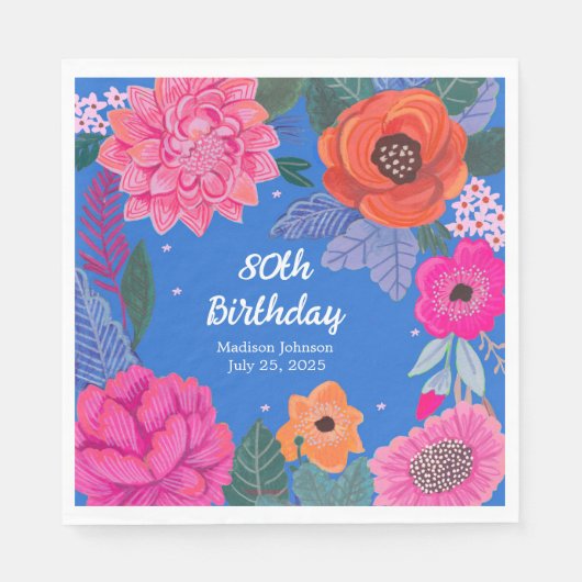Serviette En Papier Bright Floral fête d'anniversaire (Devant)