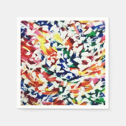Serviette En Papier Bright Fun Artiste Bleu Rouge Jaune Abstrait Peint (Devant)