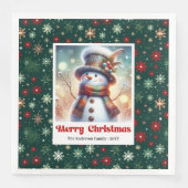 Serviette En Papier Bright funny snowman watercolor kids napkins (Devant)