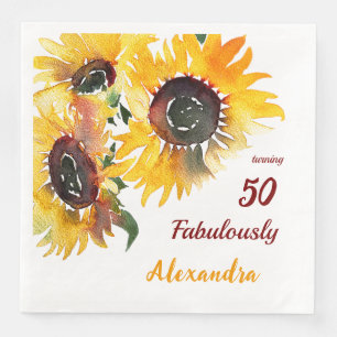 Serviette En Papier Bright Happy Sunflower Aquarelle Fabuleux 50