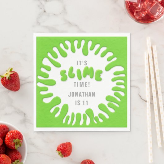Serviette En Papier Bright neon green slime party (En situation)