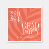 Serviette En Papier Bright Orange Simple Grad Party avec nom (Devant)