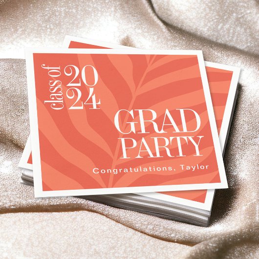 Serviette En Papier Bright Orange Simple Grad Party avec nom