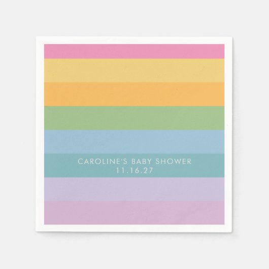 Serviette En Papier Bright Pastel Stripe violet Baby shower personnali (Devant)
