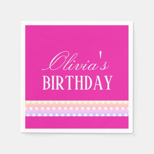 Serviette En Papier Bright Pink and Pola Dots  (Devant)