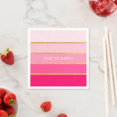 Serviette En Papier Bright Pink & Gold Stripe personnalisable (En situation)