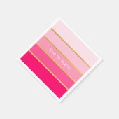 Serviette En Papier Bright Pink & Gold Stripe personnalisable (Coin)