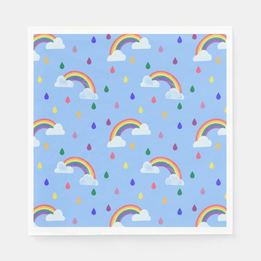Serviette En Papier Bright Rainbow Coloured Pluie Drops (Devant)