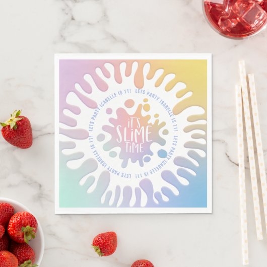Serviette En Papier Bright rainbow slim party (En situation)
