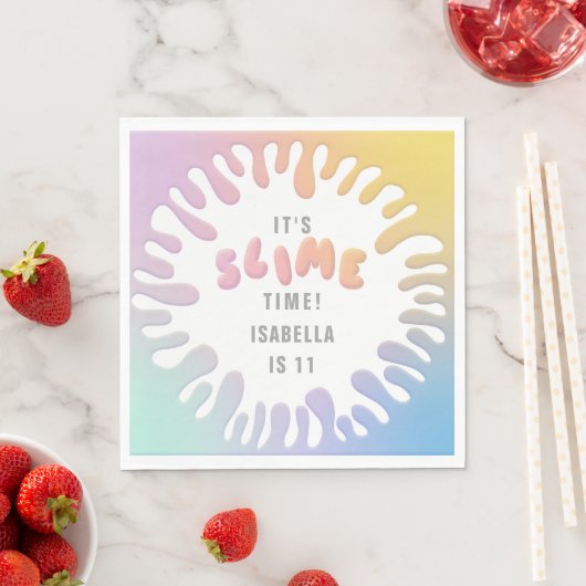 Serviette En Papier Bright rainbow slim party (En situation)
