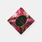 Serviette En Papier Bright Red and Gold Marble Agate Birthday Party (Coin)