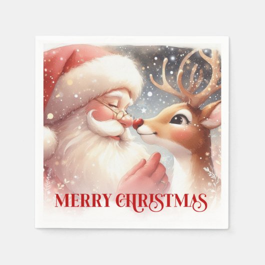 Serviette En Papier Bright Santa Rudolph Christmas Table Napkins (Devant)
