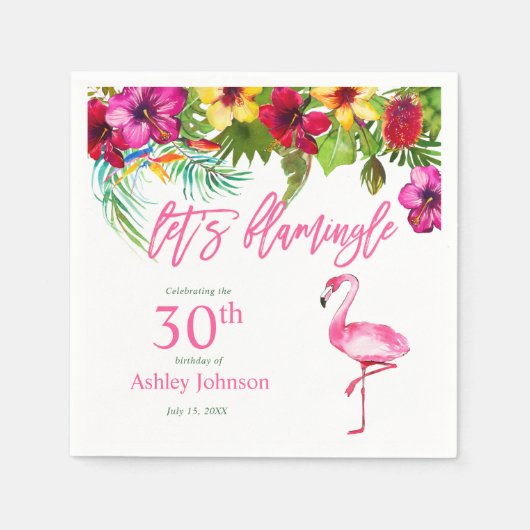 Serviette En Papier Bright Tropical Pink Faisons Flamant rose 30e anni (Devant)