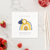 Serviette En Papier Bright Yellow Navy Boho Floral Rainbow Baby shower (En situation)