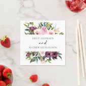 SERVIETTE EN PAPIER BRILLANT BOHO BLUSH BURGUNDY FLORAL BUNCH MARIAGE (En situation)