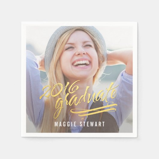 Serviette En Papier Brillant Moment Photo Graduation serviettes (Devant)