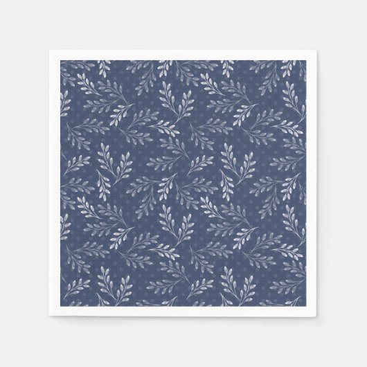 Serviette En Papier Brindilles blanches sur le bleu. (Devant)