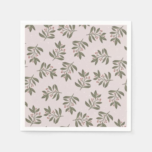 Serviette En Papier Brindilles d'hiver et neige (Devant)