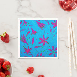 Serviette En Papier Brise Fleur Bleu-vert