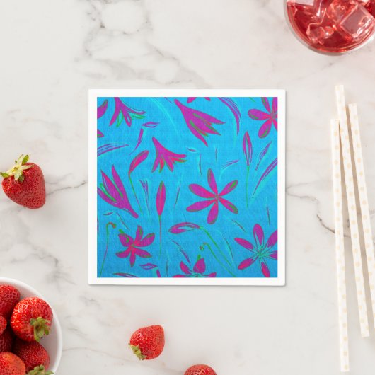Serviette En Papier Brise Fleur Bleu-vert (En situation)